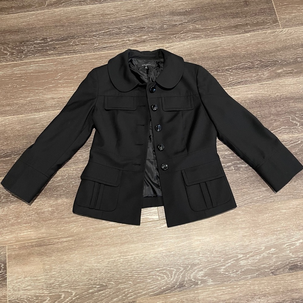 Nine West Sz 8 3/4 sleeve black blazer